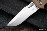 Microtech Amphibian RAM LOK Tan Fluted G-10 &amp; Stonewash M390MK 137RL-10FLGTTA
