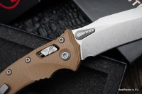 Microtech Amphibian RAM LOK Tan Fluted G-10 &amp; Stonewash M390MK 137RL-10FLGTTA