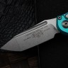 Microtech Knives LUDT Gen III Stonewash Tanto w/ Turquoise Handle 1136-10TQ