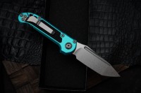 Microtech Knives LUDT Gen III Stonewash Tanto w/ Turquoise Handle 1136-10TQ
