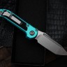 Microtech Knives LUDT Gen III Stonewash Tanto w/ Turquoise Handle 1136-10TQ