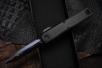 Microtech Marfione Select Ultratech ZBP D/E Blued Baker Forge IceStorm w/ Hefted Black Handle &amp; Purple Accents 1122-16MS3