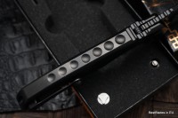 Microtech ANAX Titanium DLC Tanto M390 &amp; Carbon Fiber Inlay 191C-1DLCTCFITI - 2