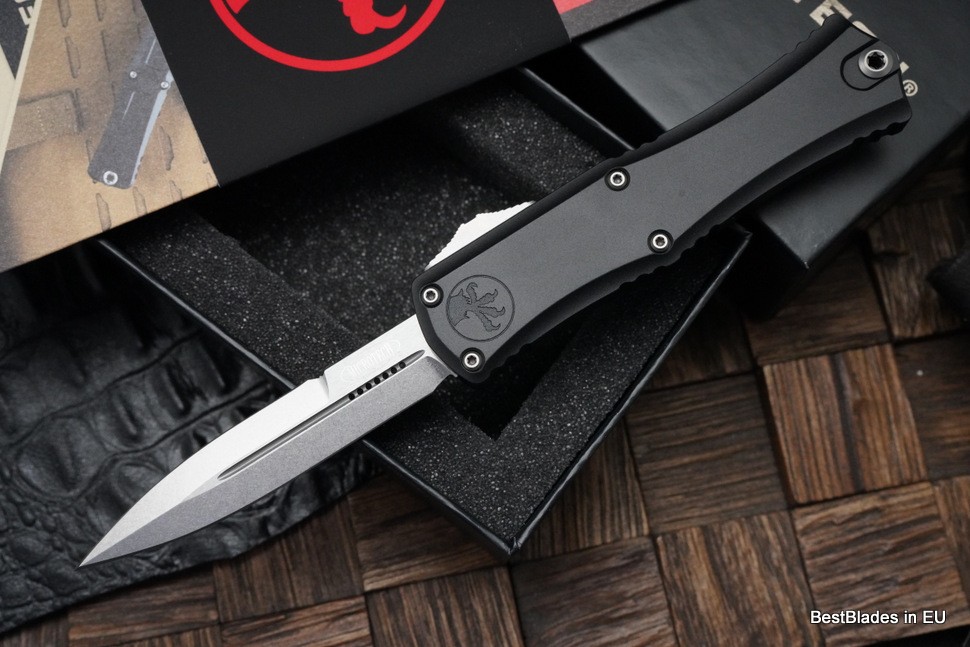 Microtech Knives Mini Hera Stonewash Bayonet M390MK w/ Black Handle 1701M-10