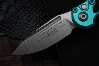 Microtech Knives LUDT Gen III Stonewash Drop Point w/ Turquoise Handle 1135-10TQ