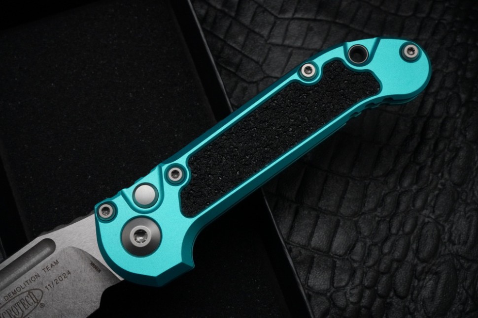 Microtech Knives LUDT Gen III Stonewash Drop Point w/ Turquoise Handle 1135-10TQ