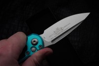 Microtech Knives LUDT Gen III Stonewash Drop Point w/ Turquoise Handle 1135-10TQ
