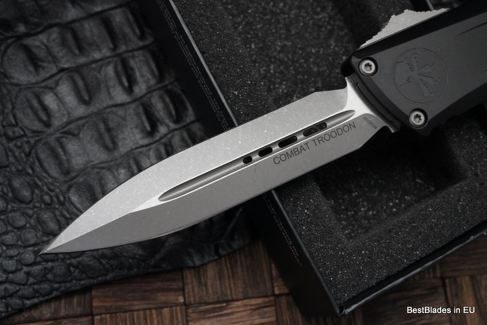 Microtech Knives Combat Troodon Gen III Apocalyptic Double Edge w/ Black Handle 1142-10AP