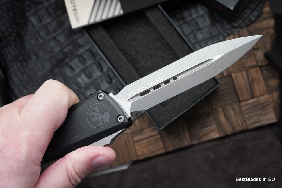 Microtech Knives Combat Troodon Gen III Apocalyptic Double Edge w/ Black Handle 1142-10AP