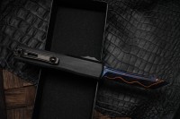 Microtech Marfione Select Ultratech ZBP Tanto Blued Baker Forge Coppermai w/ Hefted Black Handle 1123-16MS2