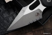 Microtech Knives Manual Stitch RAM LOK Fluted Black Aluminum &amp; Apocalyptic Partial Serrated M390MK 169RL-11APFL