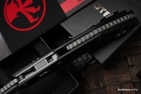 Microtech Knives Manual Stitch RAM LOK Fluted Black Aluminum &amp; Apocalyptic Partial Serrated M390MK 169RL-11APFL