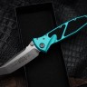 Microtech Socom Elite T/E Manual Turquoise Handles w/ Stonewash Tanto 161-10TQ
