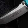 Microtech Socom Elite T/E Manual Turquoise Handles w/ Stonewash Tanto 161-10TQ