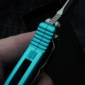 Microtech Socom Elite T/E Manual Turquoise Handles w/ Stonewash Tanto 161-10TQ