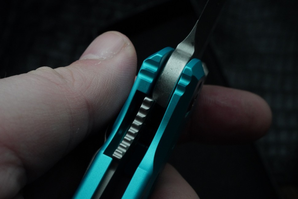 Microtech Socom Elite T/E Manual Turquoise Handles w/ Stonewash Tanto 161-10TQ