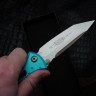 Microtech Socom Elite T/E Manual Turquoise Handles w/ Stonewash Tanto 161-10TQ