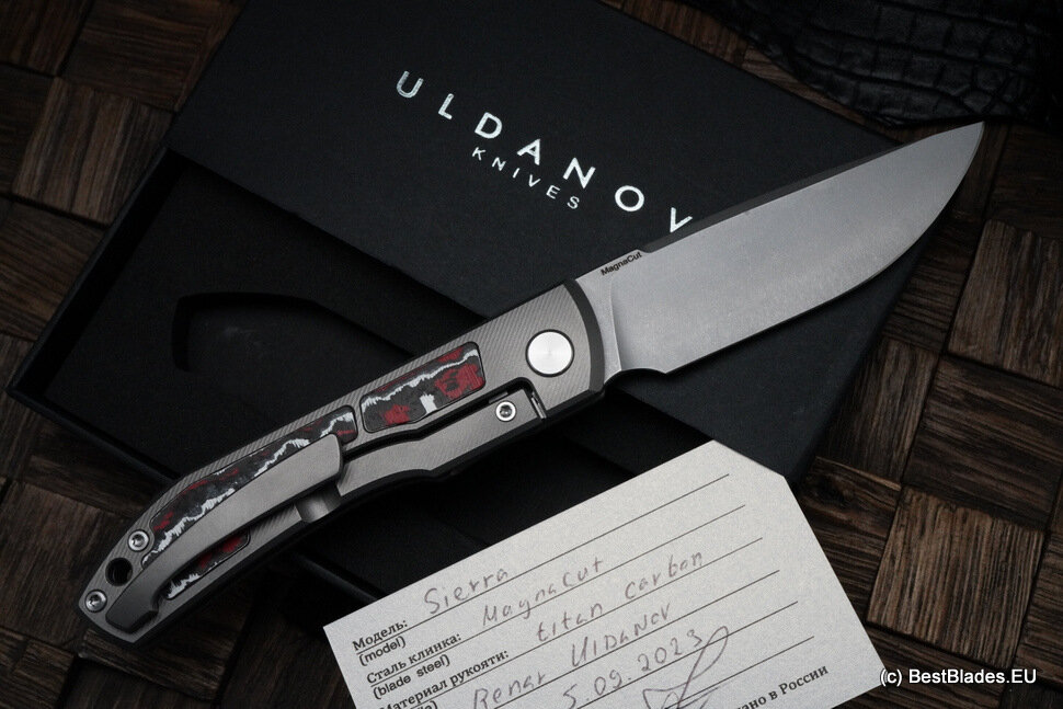 Uldanov Sierra custom knife (MagnaCut, titan, CF)