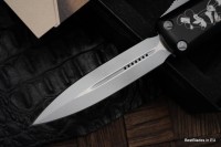 Microtech UTX-85 Steamboat Willie Black Handle w/ Dirty White Accents D/E 232-1SB