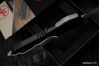 Microtech UTX-85 Steamboat Willie Black Handle w/ Dirty White Accents D/E 232-1SB