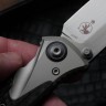 Discontinued Microtech Knives Socom Bravo Mini Warcom Hand Satin w/ Blue Ti Pivot Collars & Carbon Fiber Scales 263M-4CFTI
