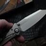 Discontinued Microtech Knives Socom Bravo Mini Warcom Hand Satin w/ Blue Ti Pivot Collars & Carbon Fiber Scales 263M-4CFTI