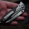 Discontinued Microtech Knives Socom Bravo Mini Warcom Hand Satin w/ Blue Ti Pivot Collars & Carbon Fiber Scales 263M-4CFTI