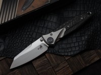 Discontinued Microtech Knives Socom Bravo Mini Warcom Hand Satin w/ Blue Ti Pivot Collars &amp; Carbon Fiber Scales 263M-4CFTI
