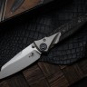 Discontinued Microtech Knives Socom Bravo Mini Warcom Hand Satin w/ Blue Ti Pivot Collars & Carbon Fiber Scales 263M-4CFTI