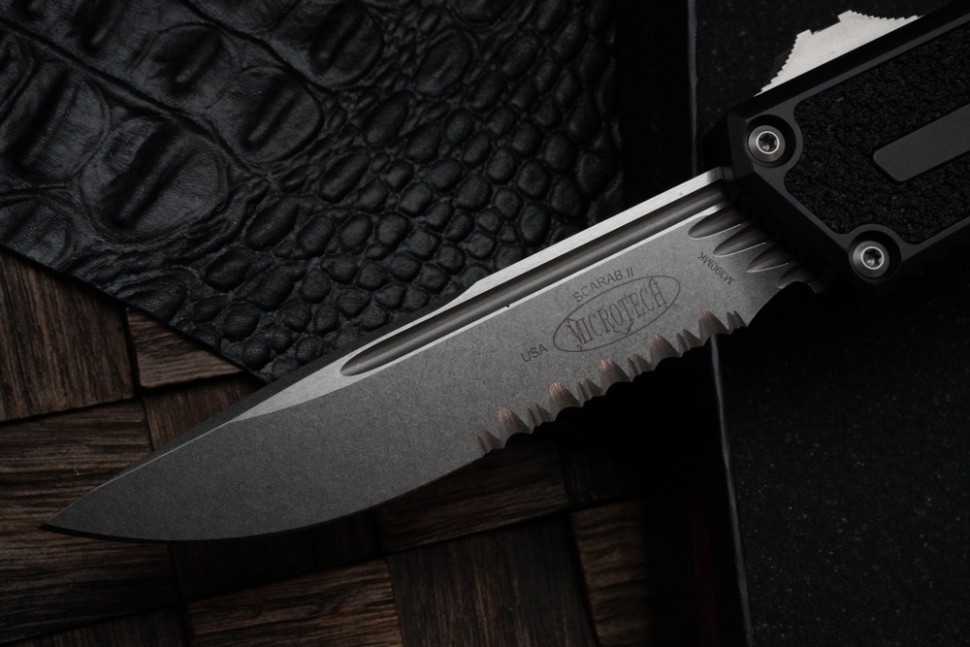 Microtech Scarab 2 Gen 3 S/E Stonewash Partial Serrated Standard 1278-11