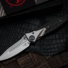 Discontinued Microtech Knives Socom Bravo Mini Spear Point Hand Satin w/ Blue Ti Pivot Collars & Carbon Fiber Scales 262M-4CFTI