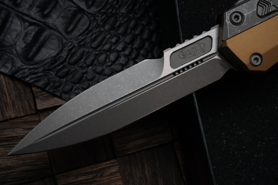 Microtech Glykon Apocalyptic Standard Bayonet w/ Apocalyptic Overlay & Tan Handle 184-10APTA