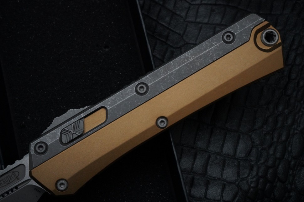 Microtech Glykon Apocalyptic Standard Bayonet w/ Apocalyptic Overlay & Tan Handle 184-10APTA