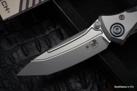 Microtech Knives Socom Bravo Mini Tanto Bead Blast Standard w/ Blue Ti Pivot Collars &amp; Carbon Fiber Scales 261M-7CFTI