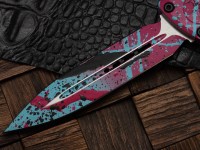Microtech Knives Combat Troodon Gen III D/E Light Blue/Pink Splatter Signature Series 1142-1LBPKBKSPLS