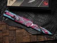 Microtech Knives Combat Troodon Gen III D/E Light Blue/Pink Splatter Signature Series 1142-1LBPKBKSPLS