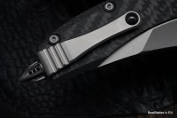 Microtech Matrix Titanium w/ Carbon Fiber Scales &amp; Blue Ti Pivot Collars w/ Hand Satin M390 165C-4CFTI