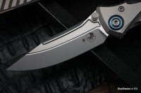 Microtech Knives Socom Bravo Mini S/E Bead Blast Standard w/ Blue Ti Pivot Collars &amp; Carbon Fiber Scales 260M-7CFTI