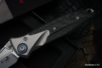 Microtech Knives Socom Bravo Mini S/E Bead Blast Standard w/ Blue Ti Pivot Collars &amp; Carbon Fiber Scales 260M-7CFTI