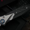 Microtech Knives Socom Bravo Mini S/E Bead Blast Standard w/ Blue Ti Pivot Collars & Carbon Fiber Scales 260M-7CFTI