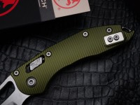 Microtech Knives Manual Stitch RAM LOK Fluted OD Green Aluminum &amp; Partial Serrated M390MK 169RL-11FLOD