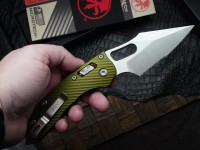 Microtech Knives Manual Stitch RAM LOK Fluted OD Green Aluminum &amp; Partial Serrated M390MK 169RL-11FLOD