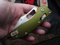 Microtech Knives Manual Stitch RAM LOK Fluted OD Green Aluminum &amp; Partial Serrated M390MK 169RL-11FLOD