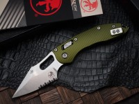 Microtech Knives Manual Stitch RAM LOK Fluted OD Green Aluminum &amp; Partial Serrated M390MK 169RL-11FLOD