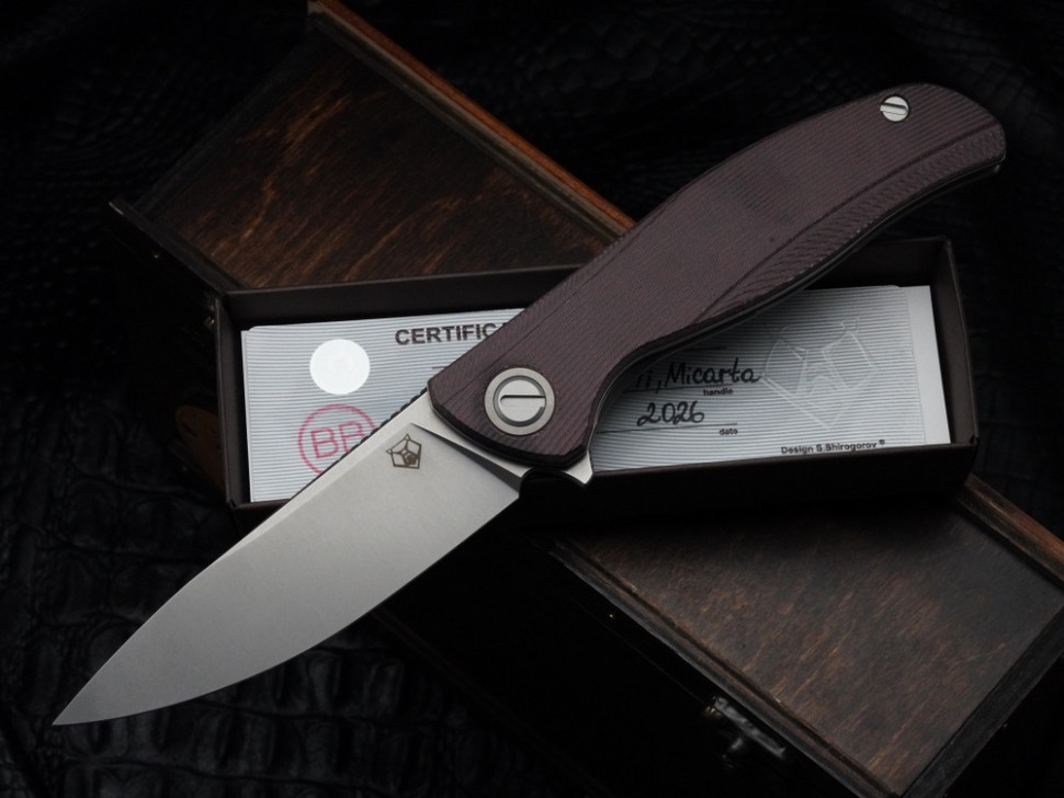 Shirogorov F95 Ursus Maroon Micarta (ELMAX, Ti, MRBS)