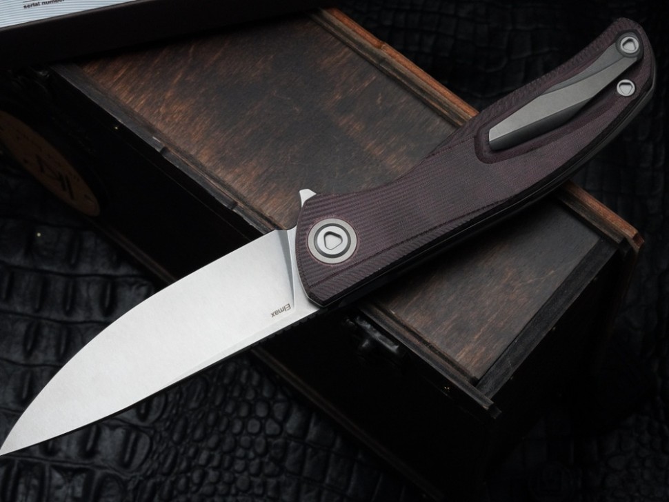 Shirogorov F95 Ursus Maroon Micarta (ELMAX, Ti, MRBS)