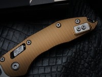 Microtech Knives Manual Stitch RAM LOK Fluted Tan Aluminum &amp; Partial Serrated M390MK 169RL-11FLTA