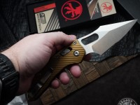 Microtech Knives Manual Stitch RAM LOK Fluted Tan Aluminum &amp; Partial Serrated M390MK 169RL-11FLTA