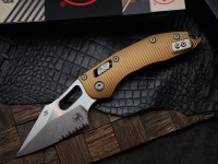 Microtech Knives Manual Stitch RAM LOK Fluted Tan Aluminum &amp; Partial Serrated M390MK 169RL-11FLTA
