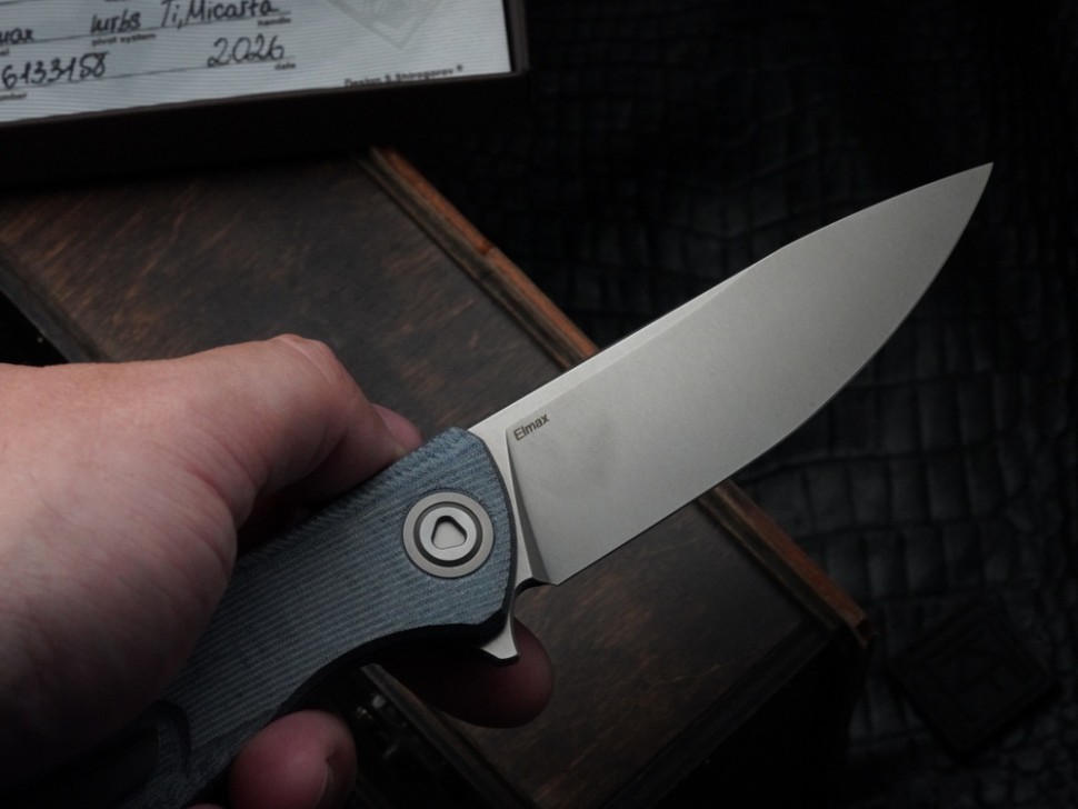 Shirogorov F95 Ursus Blue Micarta (ELMAX, Ti, MRBS)